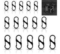 15Pcs Anti-Theft Zipper Lock, 3-Sized Pull Replacement, Dual S-Shaped Carabiner Clips for Backpack, Luggage, and Suitcase Security (Black)