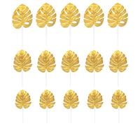 15pcs Artificial Monstera Leaves Artificial Palm Leaves Artificial Tropical Leaves Luau Party Decoration Supplies Golden