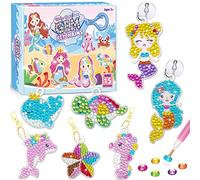 15Pcs Arts and Crafts for Kids Diamond Painting Kit Make Your Own GEM Keychains Acrylic Paint by Number Arts and Crafts DIY Keychains Crafts for Girls Boys Kids Ages 3-5 4-6 6-8 10-12 (Mermaid)