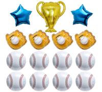 15Pcs Baseball Aluminum Balloons Sport Glove Helium Star Gold Trophy Foil Balloons for Kids Boys Baby Shower Baseball Sport Theme Birthday Party Decorations