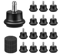 15PCS Bell Glides Replacement Kit for Office Chairs - Convert Swivel Casters to Fixed Stationary Wheels Short Profile with Self-Adhesive Felt Pads