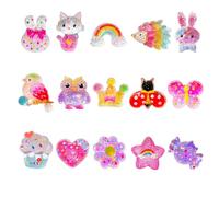 15PCS Bling Animal Charms for Shoes, Cute Owl Rabbit Butterfly Hedgehog Shoe Decoration Charms fits Clogs Sandals Wristbands, Colorful Resin Shoe Accessories Charm, Party Gift for Girls Boys Kids