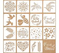 15Pcs Bread Stencils for Sourdough, Cake Stencils Mold Set for Bakery Supplies, Stencil Template for Bread Making Accessories, Gifts for Sourdough Bakers, Pie, Cookie birthday for Decorating(5.9*5.9in