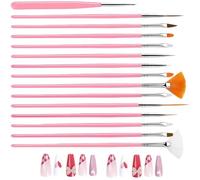 15Pcs Cake Painting Brushes Kit, Cake Decoration Brushes, Fondant Cookie Painting Bru-shes, Durable Food Safe Baking Tools for Fondant and Cookie Decoration (Pink)