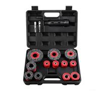 15PCS Car Wheel Stud Cleaner Tool Set, Rust Removal Brush Kit for Impact Driver Drill, Snap-In Design Steel Brushes for 12-28mm, Automotive Maintenance Cleaning Accessories Red