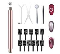 15PCS Cat Eye Magnet,Double-Head Nail Magnets with Round Magnetic Bead,Y & Rabbit Shape Magnets,Nails Art Pen Tool for DIY 3D Nail Art,Manicure Accessories