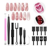 15PCS Cat Eye Magnetic Nail Art Tools Set, Powerful Magnet Wands with Round, Square & Love-Heart Designs for Creating Diverse Glassy Cateye Effects, Ideal for Gel Nail Polish DIY at Home or Salon Use