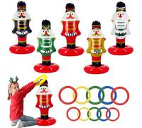 15pcs Christmas Party Ring Toss Game Inflatable Nutcracker Rings Toss Toys,Xmas Party Toss Games Target Toy Christmas Games for Kids,Adults,Indoor Outdoor Family Xmas Fun Games Parties Favors