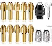 15PCS Chuck Collet Kit, 0.5-3.2mm Drill Chuck Collet Set for Dremel Rotary Tool Accessories with Replacement Keyless Quick Change Metal Nut