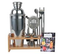 15pcs Cocktail Making Set 720ml Cocktail Shaker with Wooden Display Stand & 22 Recipe Cards Stainless Steel Bartending Kit for Home Bar Mixology Gift Set