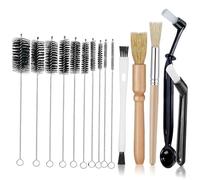 15pcs Coffee Machine Cleaning Brush Set, Wood Coffee Grinder Cleaning Brushes, Long Bottle Cleaner Brush and Straw Cleaner Brush Set, Thin Pipe Cleaning Brushes for Coffee Machine Bottle Teapot Nozzle