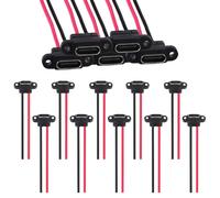 15Pcs Connector Type-C 2 Pin SMD SMT Female Socket USB C Charging Port Screw Hole Charging Interface USB Connector Extension Power Cable USB-C Plug to 2 Pin for DIY