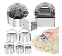 15Pcs Cookie Cutter Set,5 Size Biscuit Molds,Stainless Steel Fruit Veggie Tiny Polymer Clay Cutters,Mini Scone Cutter with Handle for Pastry Donut Fondant Baking DIY Cake(Round +Square+Round Lace)