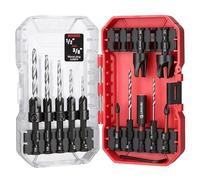 15PCS Countersink Drill Bit Set, Adjustable Tapered Counter Sink Drill Bits with 2PCS Wood Plug Cutter, 1/4" Hex Shank Quick Change for Woodworking with Storage Case