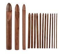15Pcs Crochet Hooks 20cm Carbonized Large Ergonomic Extra Thick Bamboo Crochets for Beginners Crocheters