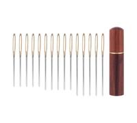 15pcs Cross Stitch Needles, Steel Large Eye Embroidery Needles for Hand Sewing with Blunt Tip & Wooden Storage Box Big Eye Knitting Yarn Tapestry Tool Accessories for Easy Threading Cross Stitching