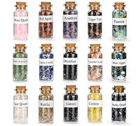 15Pcs Crystals Gemstone Bottles Set, Healing Crystal Tumbled Stones Collection Kit Natural Quartz Gravel Wishing Bottle, Reiki, Healing, Meditation