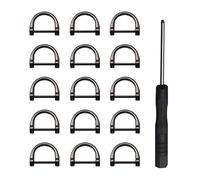 15Pcs D-Rings Screw in Shackle Horseshoe U Shape D Ring Screw in Shackle Semicircle with Screwdriver DIY Leather Strap Craft Purse Replacement (Black)