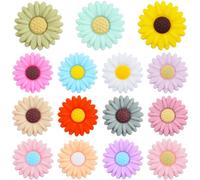 15pcs Daisy Flower Silicone Beads Colorful Soft Silicone Sunflower Spacer Beads Flower Shape Loose Beads Craft Accessories for DIY Necklace Bracelet Keychains Jewelry Making