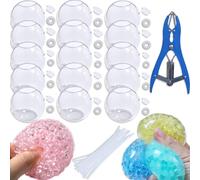 15pcs DIY Stress Ball Kit - Blank Skins with Air Pump & Expander Tool for Making Pressure Balls, Make Your Own Fidget Pressure Balls for Adults (15Transparent)