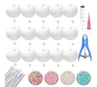 15PCS DIY Stress Ball Making Kit, 15 Blank Pressure Ball Skin, 4 Pack Fillers, Air Pump & Expander Tool for Making Pressure Balls Anxiety Relief Toys Crunchy Relaxing (4CM-Milky White)