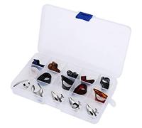 15Pcs DIY Thumb Forefinger Finger Picks Protector Accessory with Storage Box Guitar Finger Pick M for Bass Ukulele Metal Lot