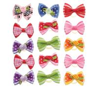 15pcs Dog Bows with Rubber Bands for Yorkies and Small Dogs Christmas | Ribbon Hair Clips, Gentle Elastic, Easy Swap and Removal, Holiday Party Random Color