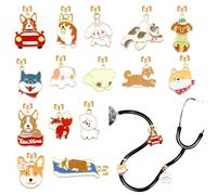 15pcs Dog Stethoscope Charms for Nurses, Cute Puppy Alloy & Enamel Stethoscope Pendant Accessories for Pediatric & Hospital Medical Staff