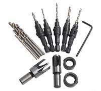 15pcs Drill Bit Kit Includes 5 Countersinks 2 Limiters | Drill and countersink in for one step, saves time, for ideal for wood PVC fiberboard, precise screw fitting