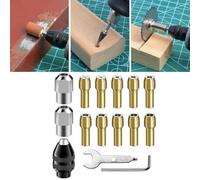 15pcs Drill Chuck Collet Set 0.8-3.2mm with M8x0.75mm Keyless Chuck, Brass Collets and Alloy Steel Collet Nuts for Electric Drill, Grin
