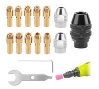 15Pcs Drill Chuck Collet Set for Dremel,0.5-3.2mm Keyless Quick Change Rotary Tool Chuck Kit with Brass Collets and Nut Compatible with Dremel 3000, 4000, 7700, 8200