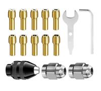 15PCS Drill Chuck Collet Set for Dremel, Multi Chuck Collet Kit Replacement Rotary Tool Keyless Clamp from 1/32in to 1/8in Shank for Electric Rotary Tool Rotating Accessories