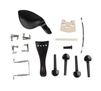 15Pcs Ebony PVC Violin Accessory Contain Tailpiece Tail Rope End Button Tuning Peg Fine Tuner Chin Rest Screw Chin Rest Sound Post Bridge