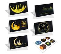 15pcs Eid Greeting Card, Eid Mubarak Cards Eid Cards with Envelopes and Stickers Ramazan Cards Happy Ramadan Greeting Card for Eid Mubarak Supplies