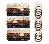 15Pcs Elastic Hair Bands Mixed Color Hair Ties for Women Girls Ponytail Holders for Thick Hair Elastics Ties No Damage(Brown)