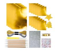 15Pcs Embossing Foil Sheets, Gold Craft Foils Sheets, Foil Embossing Kit with Wire and Engraving Tools, Tin Sheet for Crafts for Painting Gilding Crafting Decoration (1Set Gold)