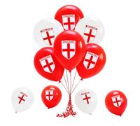 15Pcs England St George Flag Printed Balloons 12 Inch for FIFA 2026 World Cup - Red and White Latex Football Party Balloons for Sports Events, Fan Celebrations and Decorations