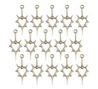15Pcs Fashionable Heart Charm Featuring Delicate Filigree And Thorns Pattern In Antique Silver For Jewelry Making