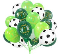 15Pcs Football Balloons 7th Birthday Decorations for Football-Loving Boys, 12 Inch Green Black White Latex Balloon for Kids Sports Party Decorations, Sports Theme Party Supplies (Number 7)