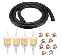15Pcs Fuel Line Hose Kit, 6mm Fuel Hose with 10 Clamps and Filters