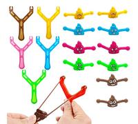 15pcs Funny Poo Slingshot Toy Set for Kids Adult-5 Colorful Catapult Poo Slingshot with 10 Colorful Mochi Squishy Toys Joke Gifts,Poop Finger Shooting Slingshot Prank Toy for Kids,Xmas Stocking Filler