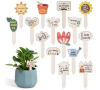 15pcs Funny Wooden Plant Labels, Waterproof Garden Markers Signs Garden Name Tags Stakes for Outdoor Indoor Succulent Flower Greenery Seedling Ideal Gifts for Plant Lovers