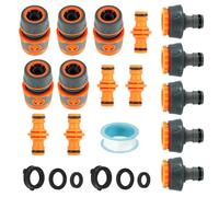15pcs Garden Hose Connectors and Fittings Set,5 Hose End Quick Connector,5 Double Male Snap Connector,5 Hose Tap Connector 1/2&3/4 Inch Size 2-in-1,for Outdoor tap and Join Hose Pipe Tube