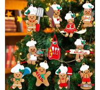 15pcs Gingerbread Christmas Decoration for Tree - Cooking Gingerbread Man Ornaments Christmas Hanging Decor for Christmas Tree Home Kitchen Decor Party Supplies