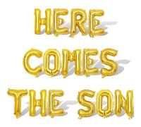 15Pcs Gold Here Comes The Son Letter Balloons 16in Foil Balloon Decorations Party Decor Gold Letter Balloons Here Comes The Son Party Supplies