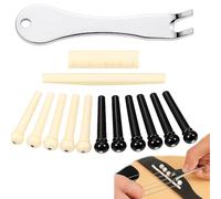 15PCS Guitar Accessories Set - 12PCS Acoustic Guitar Bridge Pins with Saddle Nut and Pin Puller - Replacement Pegs Kit for Most Acoustic Guitars (Ivory & Black)