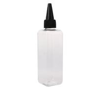 15pcs Hair Dye Applicator Bottle 100ml Pet Pointed Mouth Black | Easy Squeeze and Fill, for Shampoo and Scalp Treatment, , Square Shape Containers