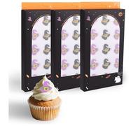 15pcs Halloween Edible Decorations, Purple & Black Ghost Hat Fondant Cake Decorations for Cupcakes Cookies Macarons Ice Cream