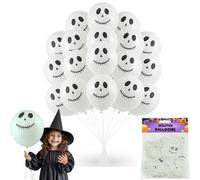 15PCs Halloween Party Balloons Decoration 21cm/8.3inch - White Skeleton Balloons Latex Rubber Decorations, Halloween Ghost Spooky Balloon for Party Decoration
