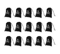 15pcs Halloween Skull Pirate Drawstring Goodie Bags | Spacious Party Pouch for Candy, Easy to Clean, Festive Spooky Style, 15.5x11.5cm